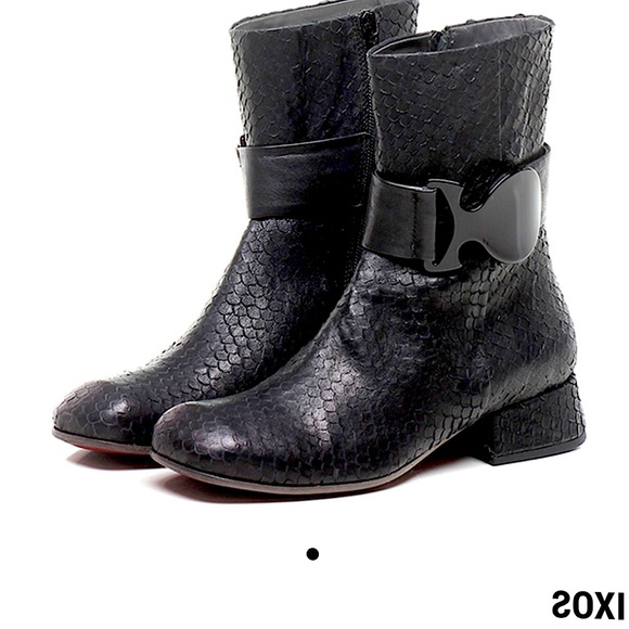 New Ixos Made in Italy Python-effect leather boot booties Black Size 37.5 - Picture 10 of 14